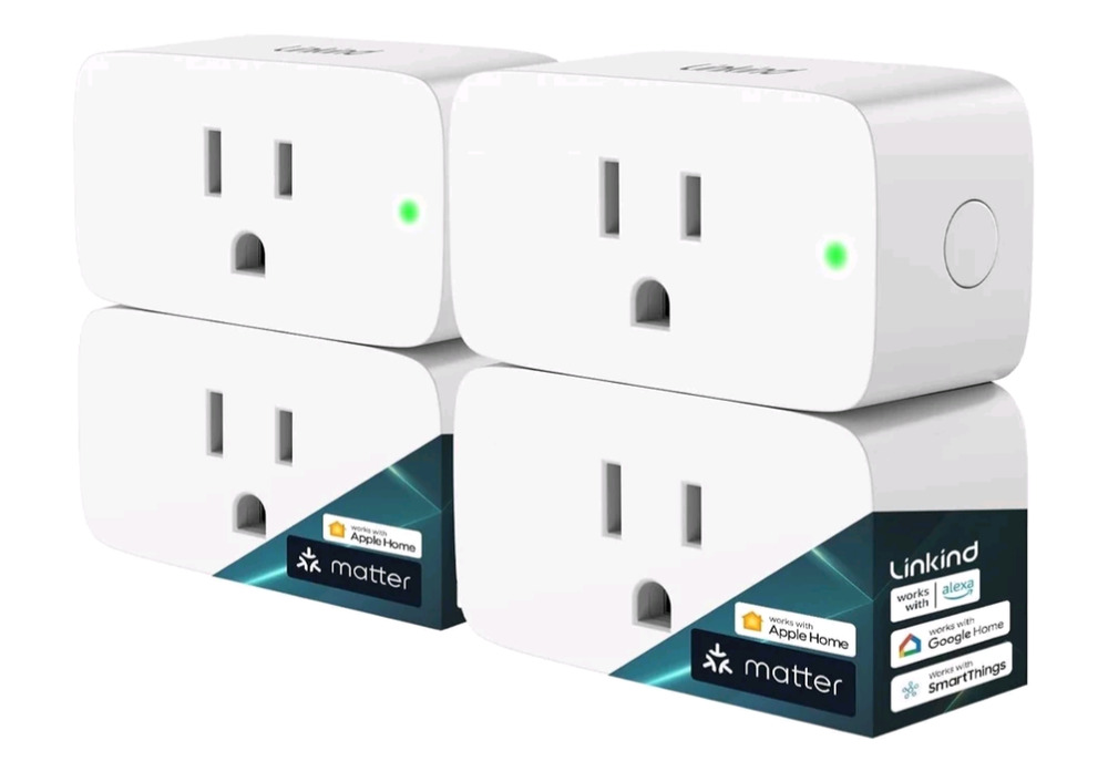 NWT 4PK Linkind Matter Smart Plug -(Works with Google Home, Alexa, Apple Home)